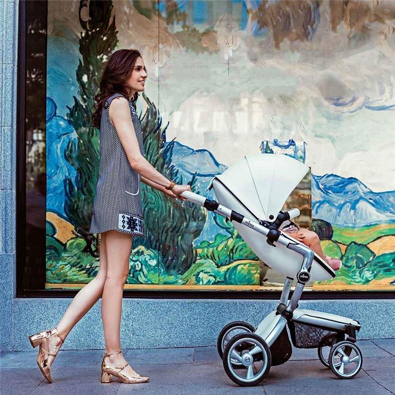 Mima - Xari 4G Complete Stroller, Silver Chassis/Argento Seat/Black & Wihte Starter Pack