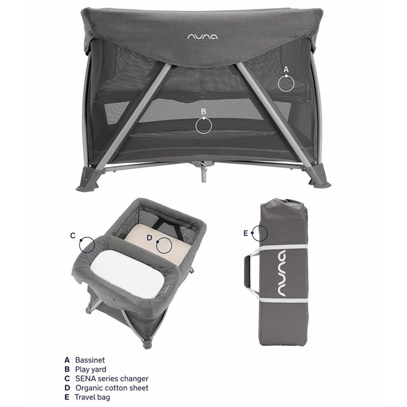Nuna - Sena Aire Playard and Changer Bundle, Granite