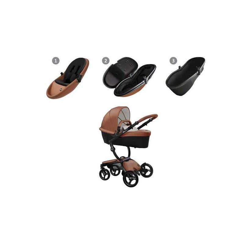 Mima - Xari 4G Complete Stroller, Black Chassis/Camel Seat Box/Black & White Starter Pack