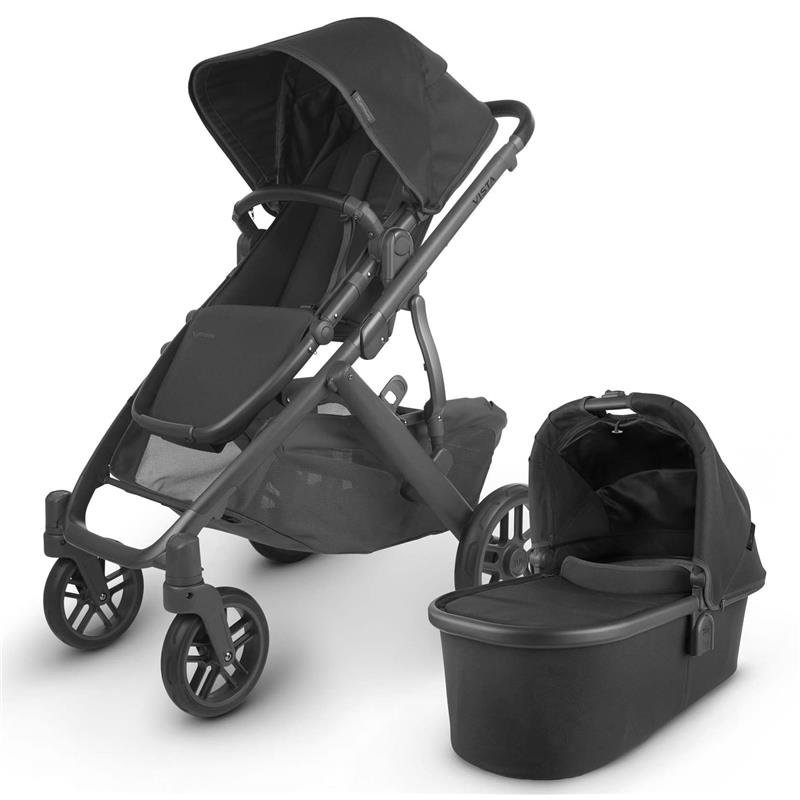 Uppababy Vista Stroller V2 , Jake (Black/Carbon/Black Leather)