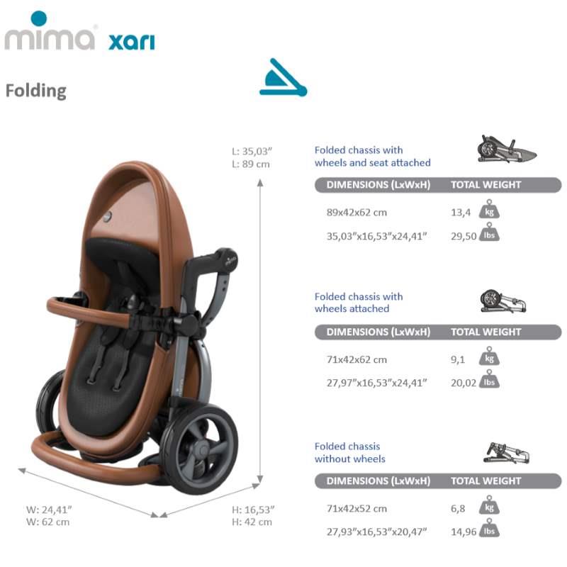 Mima - Xari 4G Complete Stroller, Gold Chassis/Camel Seat/Stone White Starter Pack