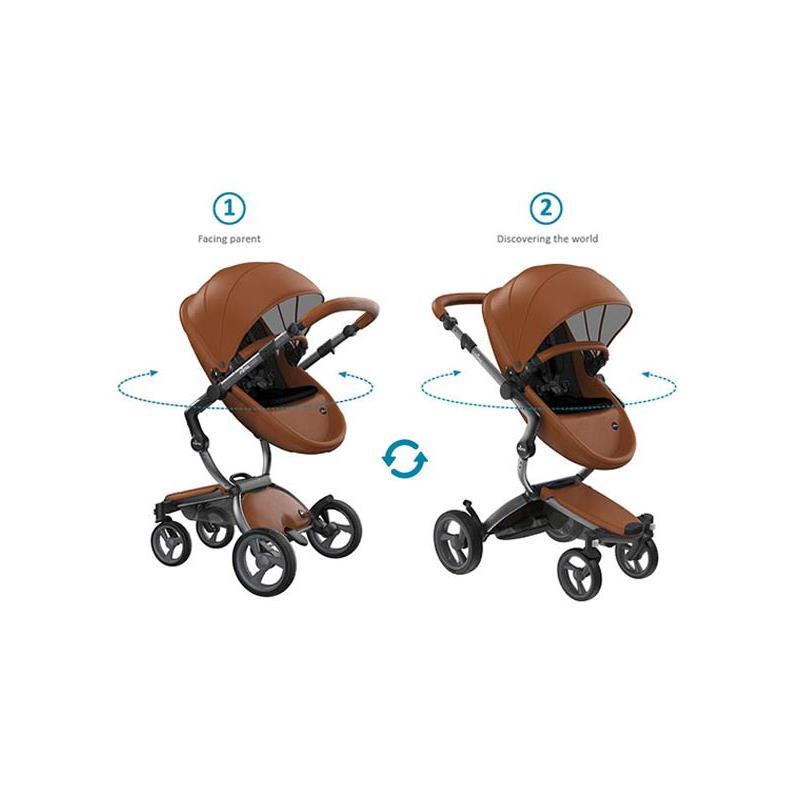 Mima - Xari 4G Complete Stroller, Black Chassis/Camel Seat Box/Black & White Starter Pack