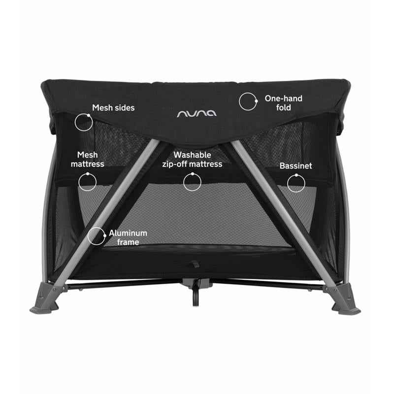 Nuna - Parc Sena Aire avec berceau amovible zippé, Caviar
