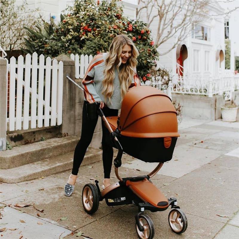 Mima - Xari 4G Complete Stroller, Gold Chassis/Camel Seat/Stone White Starter Pack