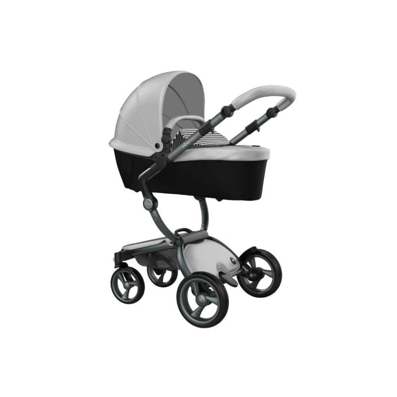 Mima - Xari 4G Complete Stroller, Graphite Grey Chassis/Argento Seat Box/Black & White Starter Pack
