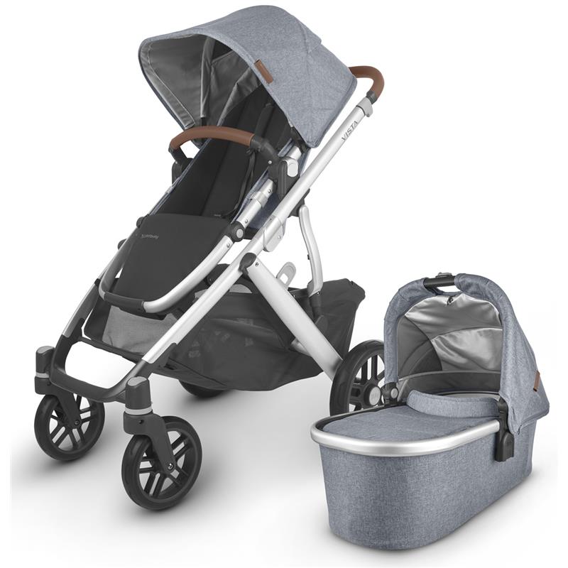 Uppababy Vista Stroller V2, Gregory (Blue Melange/Silver/Saddle Leather)