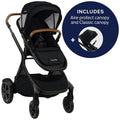 Nuna - DEMI Grow Stroller with Aire Protect Canopy + Classic Canopy, Caviar