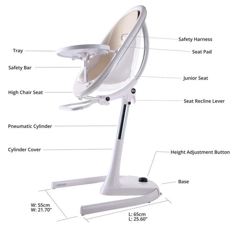 Mima - Moon 2G High Chair White/Camel
